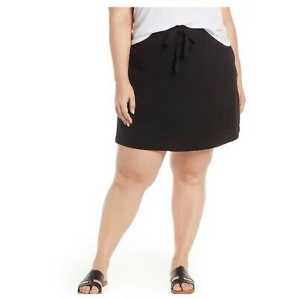 NEW w/Tags Caslon Black Linen Skirt Side & Back Pockets 1X
